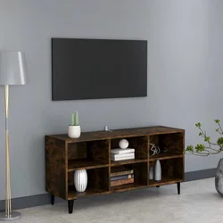 TV ormarić s metalnim nogama dimljena boja hrasta 103,5x30x50cm