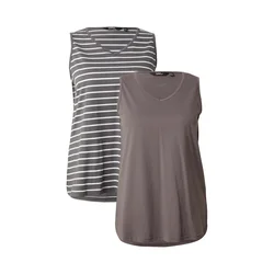 Ulla Popken Top siva/temno siva/bela