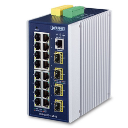 PLANET IGS-6325-16T4S mrežni prekidač Upravljano L3 Gigabit Ethernet (10/100/1000) Plavo, Sivo