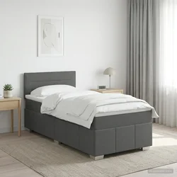 Postelja boxspring z vzmetnico Temno siva 90 x 190 cm Blago