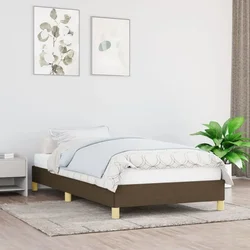 shumee vidaXL Posteljni okvir temno rjav 90 x 200 cm oblazinjen s blagom