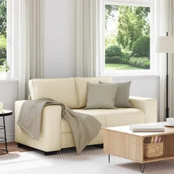 vidaXL Dvosed kremne barve 160x77x82 cm blago