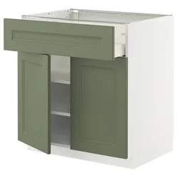 METOD / MAXIMERA Podni element s fiokom/2 vrata, bela/Axstad sivozelena, 80x60 cm