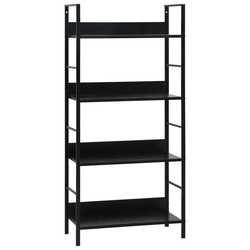 Police za knjige s 4 razine crne 60 x 27,6 x 124,5 cm drvene