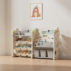 FEELKIDS Sistem za odlaganje igračaka i knjiga Drvce kombo, 152 x 44 x 94 cm, Beli