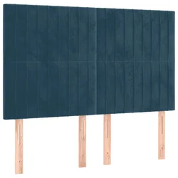 Vidaxl Vzglavje postelje temno modro 144x5x118/128 cm žametno