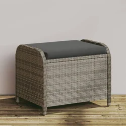 Vrtni tabure s jastukom sivi 58x46x46 cm od poliratana