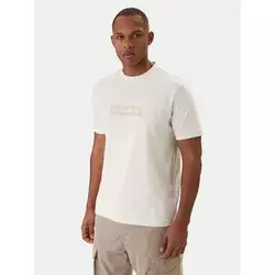 Napapijri Majica S-Box Logo NP0A4IFL Écru Regular Fit