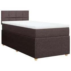 Vidaxl Box spring postelja z vzmetnico temno rjava 90x200 cm blago