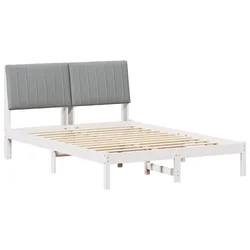 Vidaxl Konstrukcija postelje Bela 135 x 190 cm Masivno borovo les