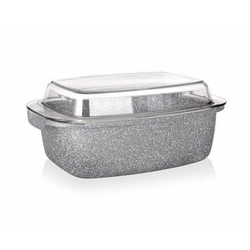 Banquet Pekač GRANITE z neprijemljivo prevleko 32,5x21x11 cm, 5,7 l, s steklenim pokrovom, komplet 2
