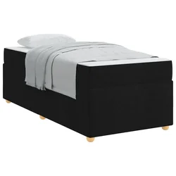 Vidaxl Konstrukcija postelje z vzmetnico Črna 90 x 190 cm blago