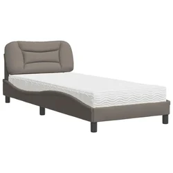 Vidaxl Postelja z vzmetnico Hvar taupe 90x190 cm blago