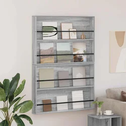 Polica za časopise s policom 2 pcs Siva Sonoma 100 x 12 x 70 cm