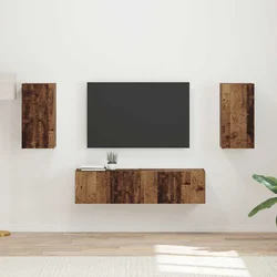Set TV komoda 4 pcs Staro drvo Konstruirano drvo