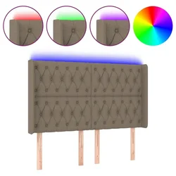 Vidaxl LED posteljno vzglavje taupe 163x16x118/128 cm blago