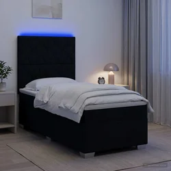 vidaXL Postelja boxspring z vzmetnico Črna 80 x 200 cm Blago