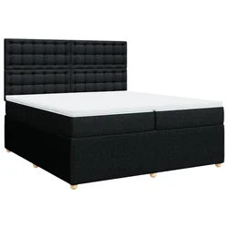 Vidaxl Box spring postelja z vzmetnico črn 200x200 cm blago