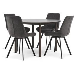 ALSTED O120 sto tamni hrast + 4 HYGUM stolice siva