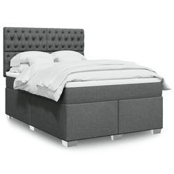 vidaXL Box spring postelja z vzmetnico temno siva 140x200 cm blago