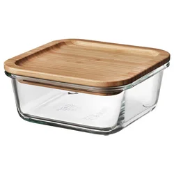 IKEA 365+ Posuda za hranu s poklopcem, kvadrat staklo/bambus, 600 mlPrikaži specifikacije mera