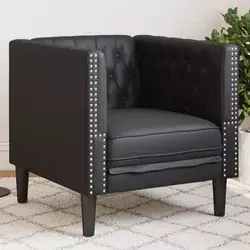 Chesterfield kauč fotelja crna umjetna koža