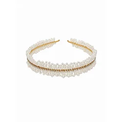 LanLivia Trak za čelo Handmade Delicate Pearls Headband zlata/bela