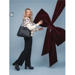 Sinsay - Wide leg pantalone sa metalik nitom - crno