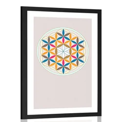 Plakat s paspartujem barvita Mandala - 60x90 white