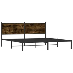 Vidaxl Kovinski posteljni okvir brez vzmetnice dimljen hrast 183x213cm