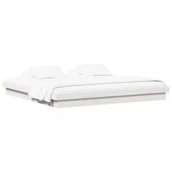 Vidaxl Konstrukcija postelje Bela 200 x 200 cm Masivno borovo les