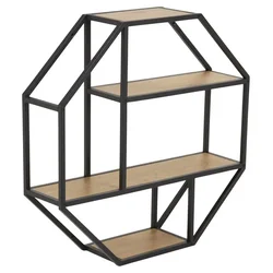 Zidna polica SARON 77x77 cm hrast/crna