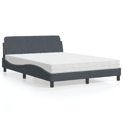 Krevet s madracem Dover tamnosivi 140x190 cm baršunasti