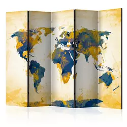 artgeist Paravan Map Of The World I, 5-Delni, Dvostranski