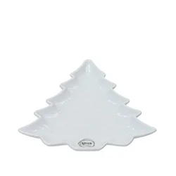 Dekordom novogodišnja dekoracija - plate porcelain tree 20cm 604080 - white - kmg ( 043372 )