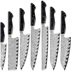 Set damaškovih kuhinjskih noževa KU-38065 - Crna KP38065