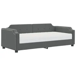 Vidaxl Dnevna postelja z vzmetnico temno siva 90x190 cm blago