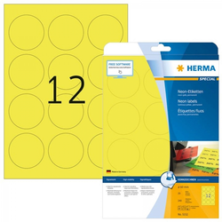Herma - Okrugle samoljepljive naljepnice Premium Herma 5152, (O 60) , 20/1, neon žute