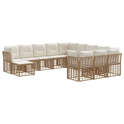 Set vanjskih sofa 12 pcs Prirodna i krema bijela Poliester