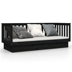 Vidaxl Dnevna postelja črna 75x190 cm trdna borovina