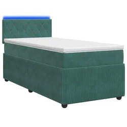 vidaXL Postelja boxspring z vzmetnico Temno zelena 90 x 190 cm Žamet