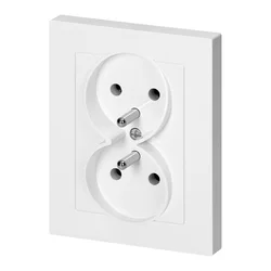Ploščata dvojna vtičnica 2x2P+E Malta 16A, 250V, PT-6M, bela