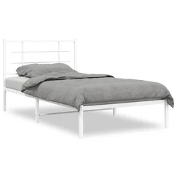Vidaxl Kovinski posteljni okvir z vzglavjem bel 100x190 cm