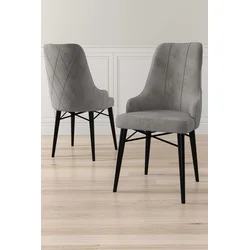 Hanah Home Set stolica Neta, 46x95x42 cm, 6 komada, Sivo-crne
