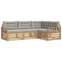 Set vanjskih sofa 5 pcs Bijela i svjetlosiva Poliester