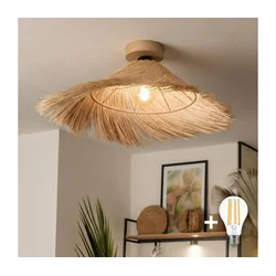 Brilagi - LED plafonski luster CERIA BOHO 1xE27/40W/230V prečnik 100 cm ratan/hrast