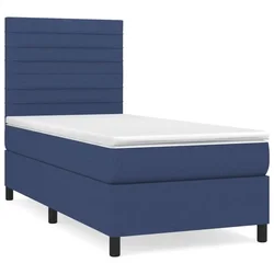 Vidaxl Box spring postelja z vzmetnico moder 80x200 cm blago