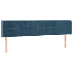 Vidaxl Vzglavje z ušesi temno modro 183x16x78/88 cm žamet