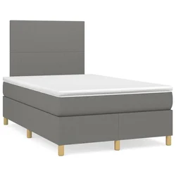 vidaXL Box spring postelja z vzmetnico LED temno siva 120x190 cm blago