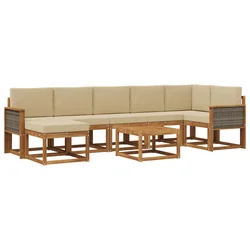 Set vanjskih sofa s jastukom 8 pcs Prirodna i bež Poliester